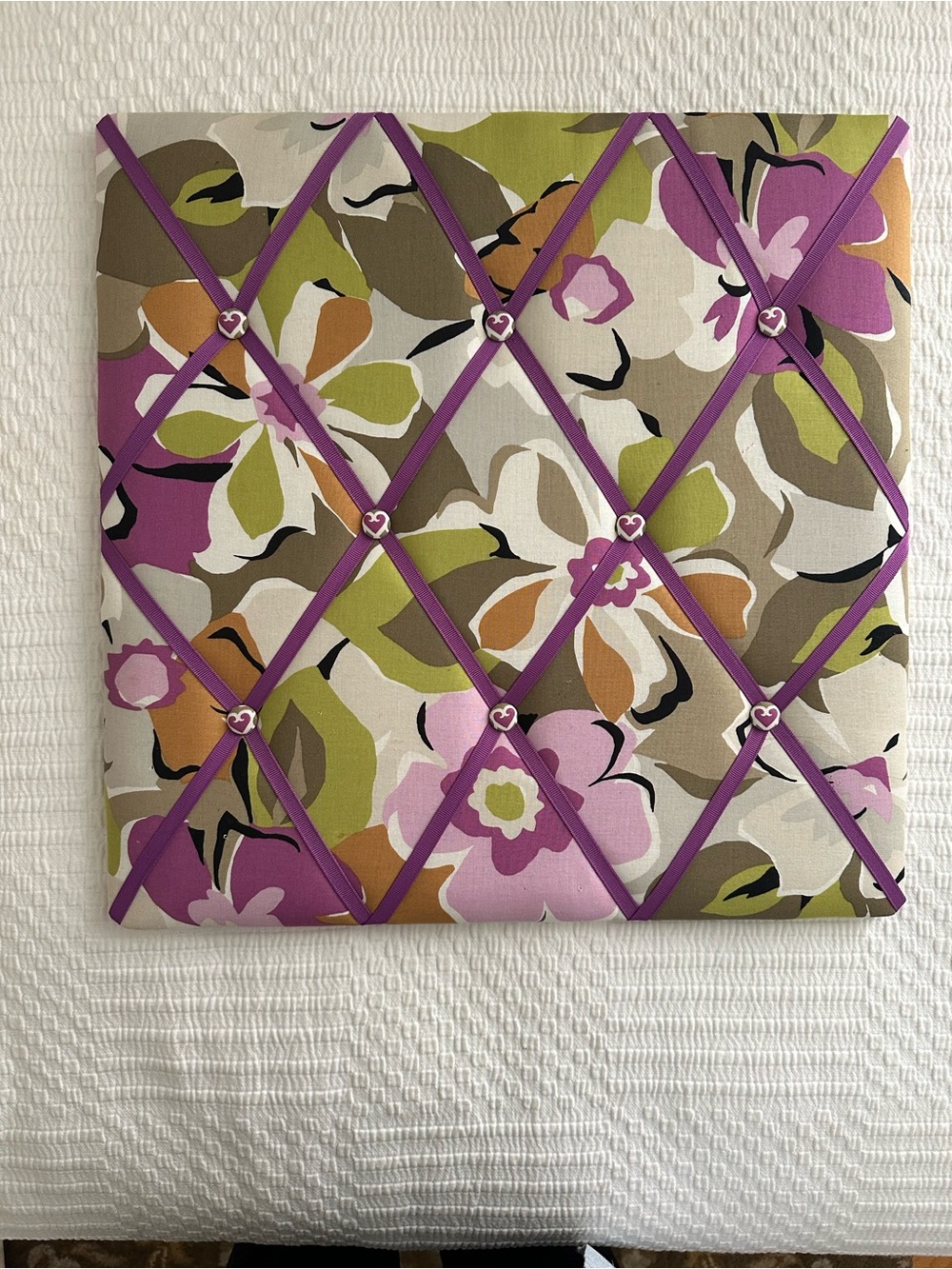 Vera Bradley Floral Ribbon Memo Board - Purple, Green & Cream